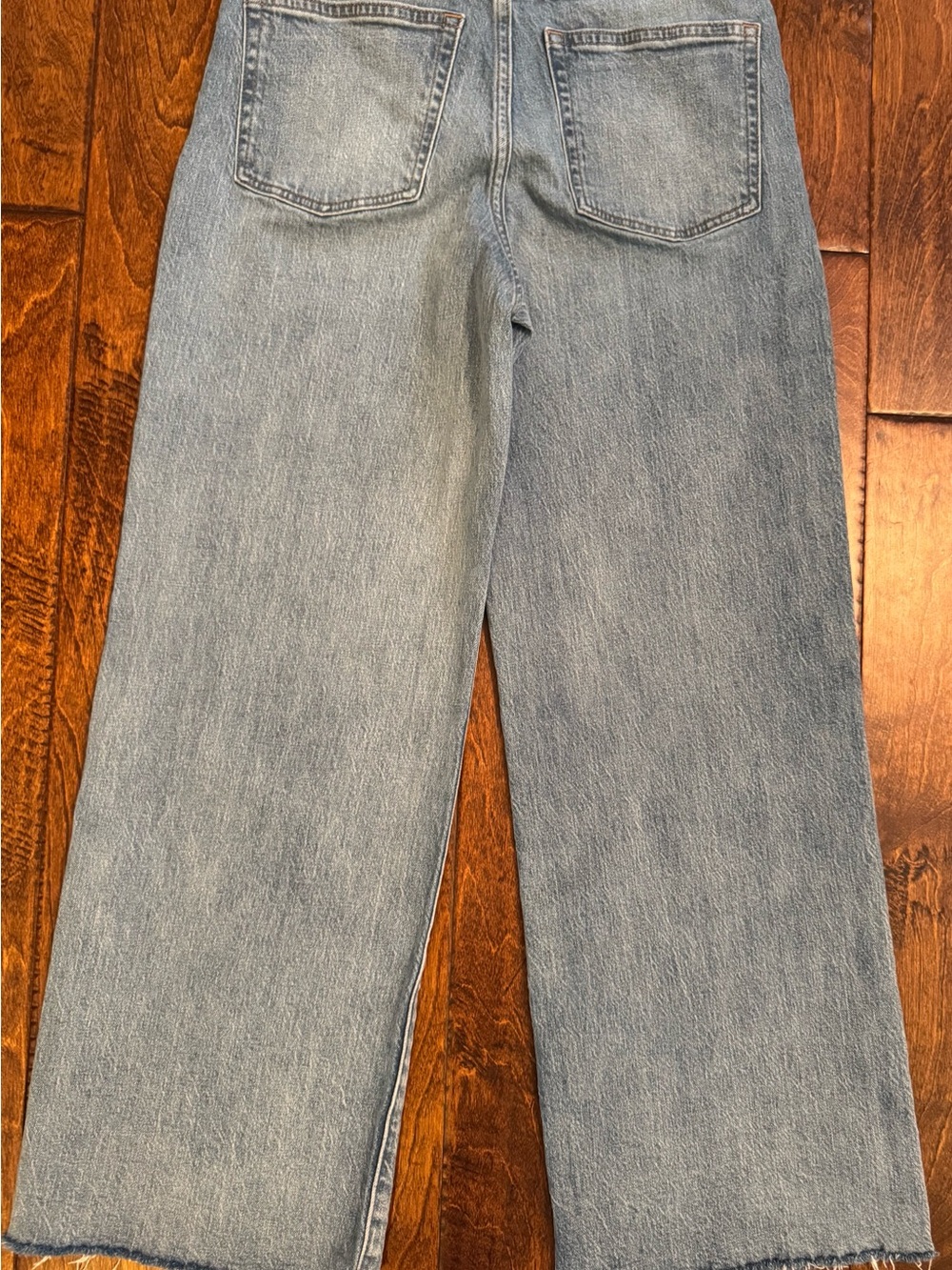 J. Crew wide leg raw hem cropped jeans Sz 24 waist 25 inseam light wash - Picture 6 of 8
